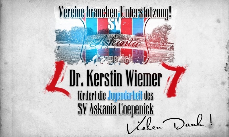 Sponsorenzertifikat - Dr. Kerstin Wiemer - 1.D-Jugend 2015